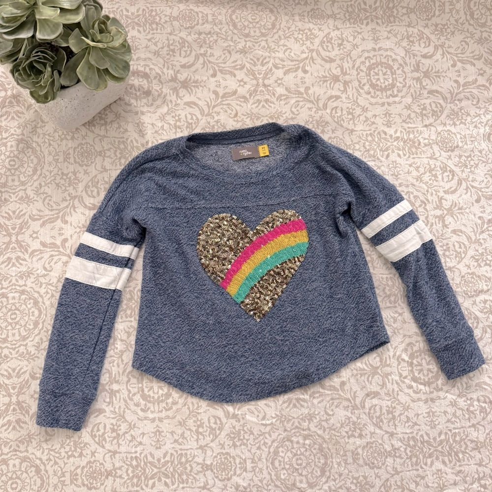 Blue Sequin Heart Sweater  Girls size 4